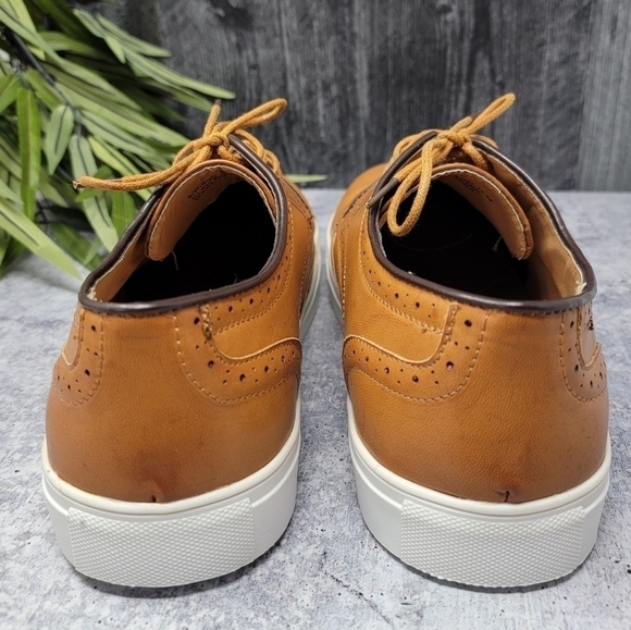 Adolfo | Camel Wingtip Oxford Tie Dress Shoes - Picture 3 of 8